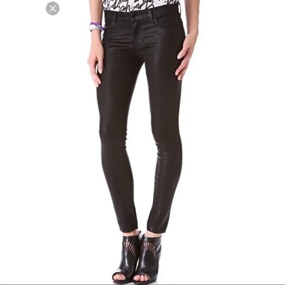 J Brand Black Super Skinny Coated Lacquer Low Rise Jeans - Size 26 - Punk Rock